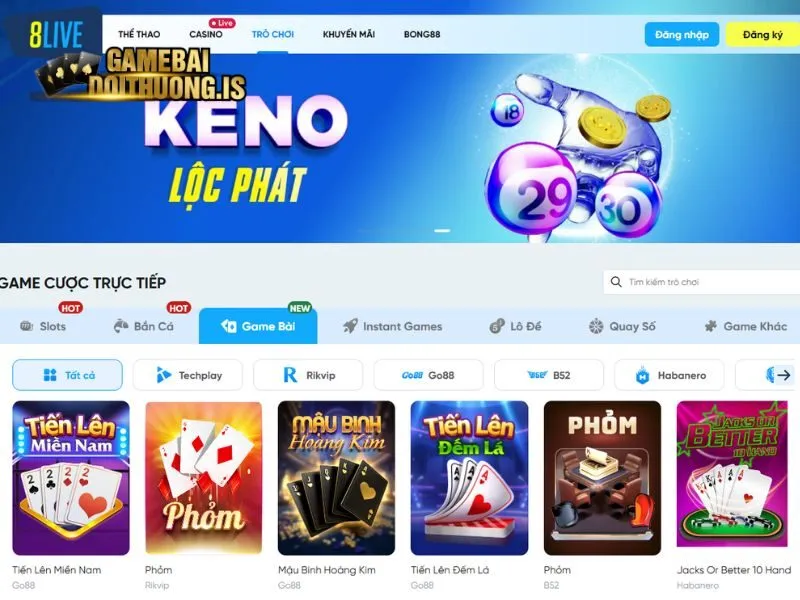 Game bài đổi thưởng 8LIVE uy tín số 1 Đông Nam Á