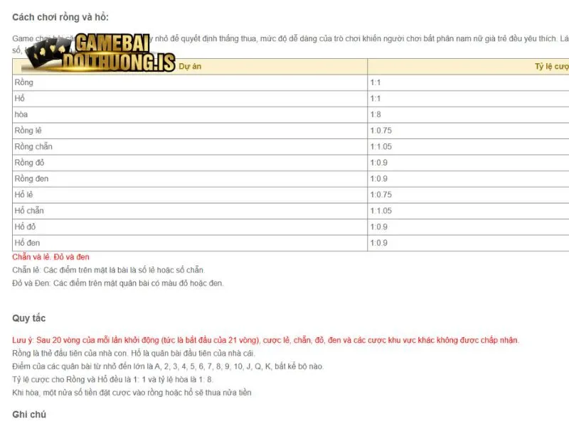 Luật chơi đơn giản phù hợp mọi đối tượng của Rồng hổ