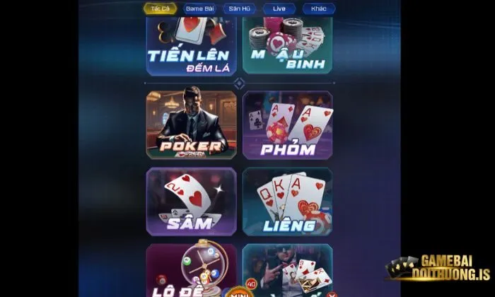 Nhấn vào biểu tượng game bài phỏm