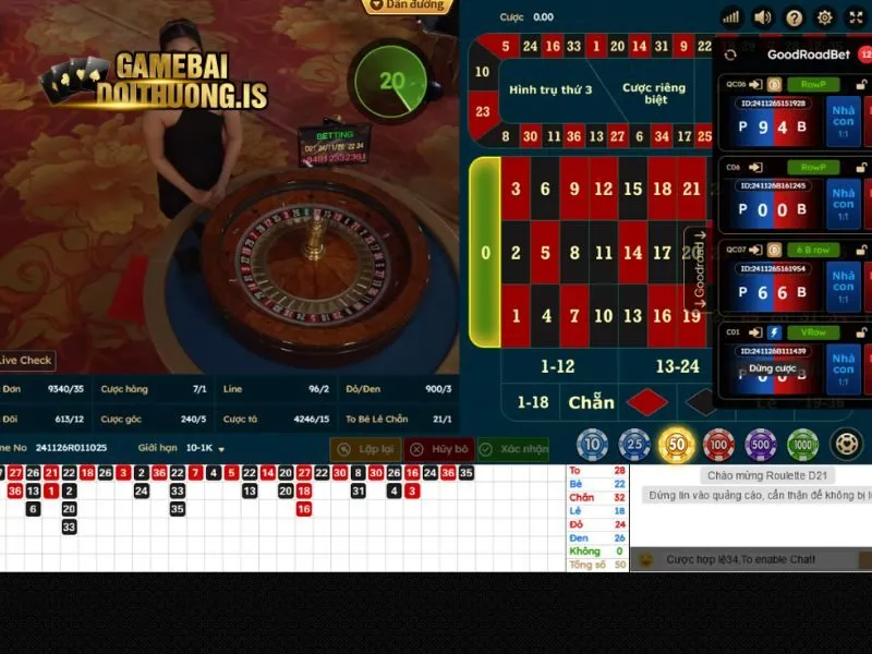 Roulette VIN có vòng quay trực tiếp