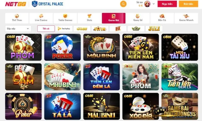 Các tựa game bài đổi thưởng hot tại Net88